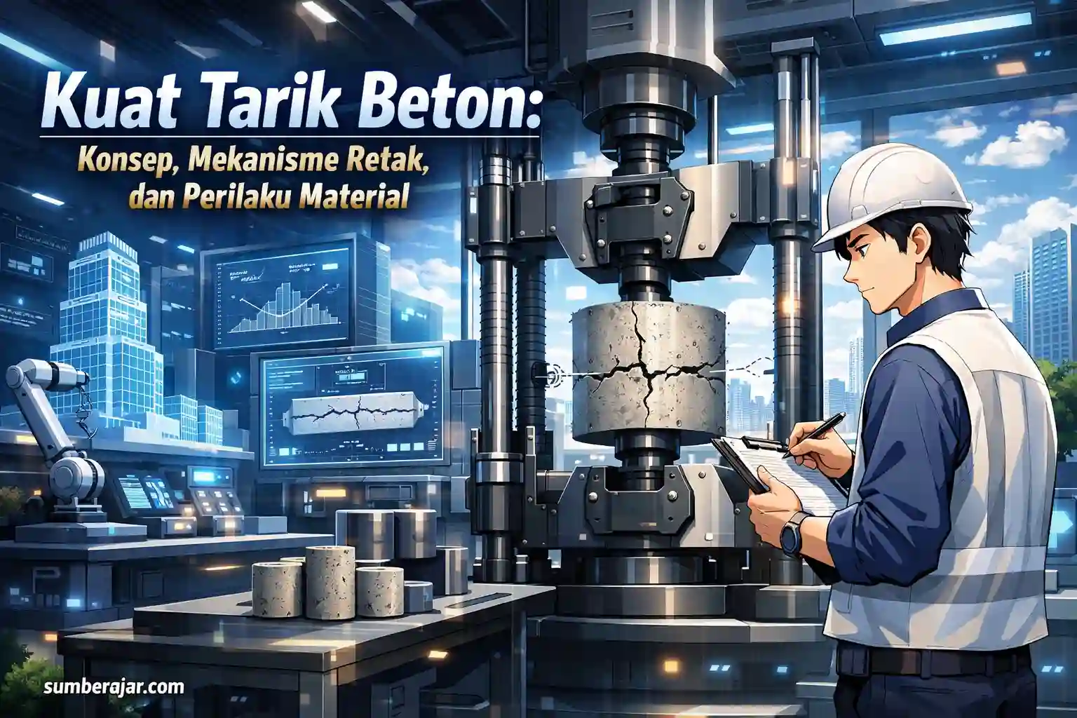 Kuat Tarik Beton: Konsep, Mekanisme Retak, dan Perilaku Material