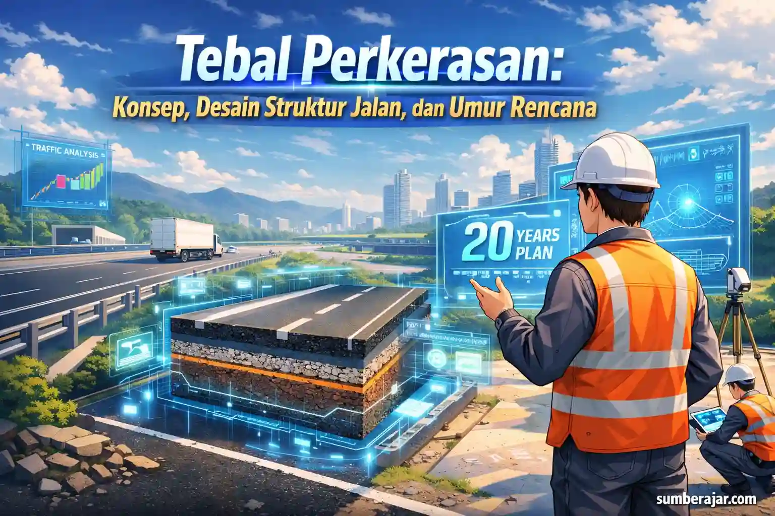 Tebal Perkerasan: Konsep, Desain Struktur Jalan, dan Umur Rencana - SumberAjar.com Tebal Perkerasan: Konsep, Desain Struktur Jalan, dan Umur Rencana - SumberAjar.com